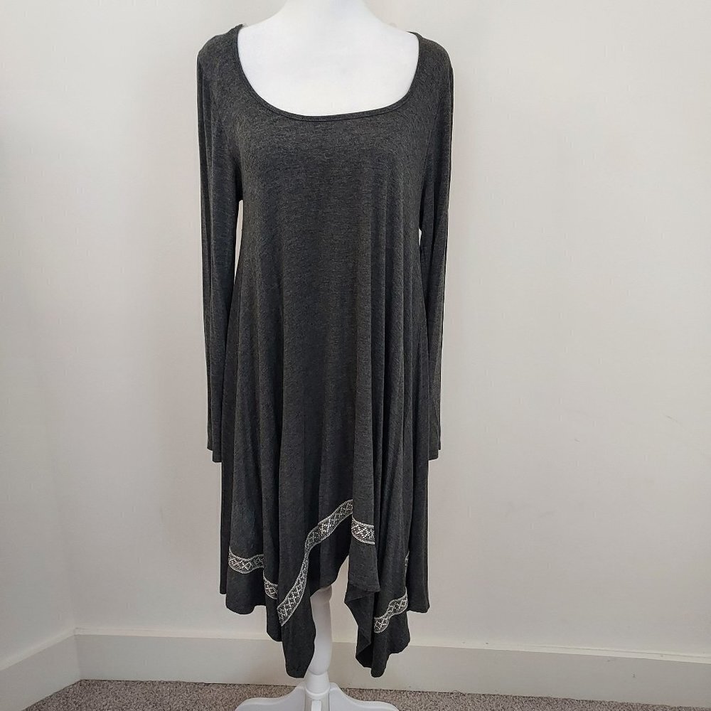 Easel Asymmetrical Long Sleeve Dark Gray Midi Dress